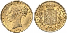AUSTRALIEN. Victoria, 1837-1901. Sovereign 1875 S, Sydney. Young head. Seaby 3855. Fr. 11. PCGS MS62. (~€ 350/USD 405)