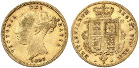 AUSTRALIEN. Victoria, 1837-1901. Half sovereign 1883 S, Sydney. Fifth young head. 3.96 g. Seaby 3862 E. Fr. 13. Gutes sehr schön / Good very fine. (~€...
