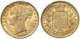 AUSTRALIEN. Victoria, 1837-1901. Sovereign 1884 S, Sydney. Young head. Seaby 3855 B. Fr. 11. PCGS MS62. (~€ 305/USD 355)