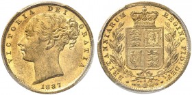 AUSTRALIEN. Victoria, 1837-1901. Sovereign 1887 S, Sydney. Young head. Seaby 3855 B. Fr. 11. PCGS MS62. (~€ 305/USD 355)