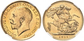 AUSTRALIEN. George V. 1910-1936. Sovereign 1911 S, Sydney. Seaby 4003. Fr. 38. NGC MS64. (~€ 305/USD 355)