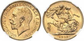 AUSTRALIEN. George V. 1910-1936. Sovereign 1917 M, Melbourne. Seaby 3999. Fr. 39. NGC MS63. (~€ 265/USD 305)