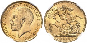 AUSTRALIEN. George V. 1910-1936. Sovereign 1918 S, Sydney. Seaby 4003. Fr. 38. Selten in dieser Erhaltung / Rare in this condition. NGC MS66. (~€ 440/...