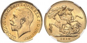AUSTRALIEN. George V. 1910-1936. Sovereign 1918 S, Sydney. Seaby 4003. Fr. 38. NGC MS63. (~€ 265/USD 305)