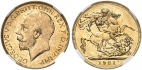 AUSTRALIEN. George V. 1910-1936. Sovereign 1921 P, Perth. Seaby 4001. Fr. 40. Selten in dieser Erhaltung / Rare in this condition. NGC MS66. (~€ 440/U...