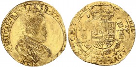 BELGIEN. Tournai, Herrschaft. Philipp IV. 1621-1665. 2 Souverain d'or 1639 (über 1638), Tournai. 11.08 g. Vanhoudt 637. Delm. 447. Fr. 396. Sehr selte...