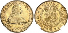 CHILE. Fernando VI. 1746-1759. 8 Escudos 1758, J-Santiago. Cayon 10915. Fr. 5. Etwas berieben / Slightly polished. NGC XF Details. (~€ 1055/USD 1210)...