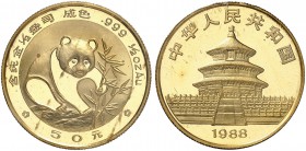 CHINA. Volksrepublik. 50 Yuan 1988. Panda. 15.60 g. KM 186. Fr. B5. In Originalverschweissung / In original plastic holder. Polierte Platte. FDC / Cho...