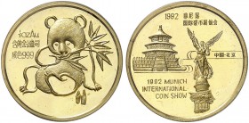 CHINA. Volksrepublik. 1/2 Unze 1992. Geprägt zur Internationalen Münzbörse München. 15.56 g. Selten. Nur 1'500 Exemplare geprägt / Rare. Only 1'500 pi...