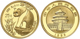 CHINA. Volksrepublik. 25 Yuan 1993. Panda. Large date. 7.78 g. KM A613. Fr. B6. Polierte Platte. FDC / Choice Proof. (~€ 265/USD 305)