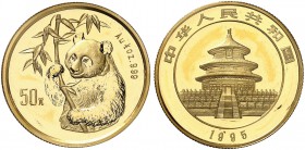 CHINA. Volksrepublik. 50 Yuan 1995. Small date. 15.56 g. Fr. B5. Sehr selten. Nur ca. 450 Exemplare geprägt / Very rare. Only approx. 450 pieces struc...