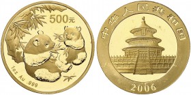 CHINA. Volksrepublik. 500 Yuan 2006. Panda. 31.16 g. KM 1657. Fr. B 14. Polierte Platte. FDC / Choice Proof. (~€ 1055/USD 1210)