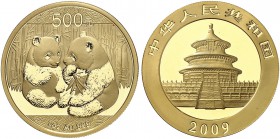 CHINA. Volksrepublik. 500 Yuan 2009. Panda. 31.10 g. KM 1872. Fr. B 14. Polierte Platte. FDC / Choice Proof. (~€ 1055/USD 1210)