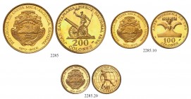 COSTA RICA. Republik, seit 1848. Münzsatz 1970. 50, 100, 200 Colones 1970 in Gold. (46.9 g Feingold). 2, 5, 10, 20 und 25 Colones 1970 in Silber. Auf ...