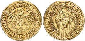 DEUTSCHLAND. Nürnberg, Stadt. Goldgulden 1507. St. Laurentius. 3.22 g. Kellner 6. Fr. 1801. Selten / Rare. Vorzüglich / Extremely fine. (~€ 350/USD 40...