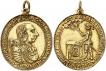 DEUTSCHLAND. Pfalz- Veldenz, Herzogtum. Leopold Ludwig zu Lützelstein, 1634-1694. Ovale Goldgussmedaille o. J. Model von J. Buchheim (?) oder Johann B...