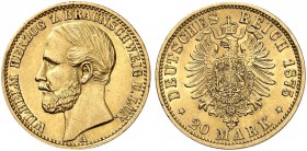 DEUTSCHLAND. Deutsches Kaiserreich. Braunschweig-Lüneburg, Herzogtum. Wilhelm, 1830-1884. 20 Mark 1875 A, Berlin. 7.95 g. J. 203. Fr. 3775. Kleine Ran...
