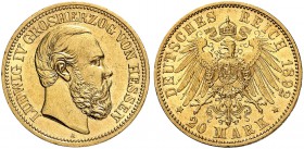 DEUTSCHLAND. Deutsches Kaiserreich. Hessen, Grossherzogtum. Ludwig IV. 1877-1892. 20 Mark 1892 A, Berlin. 7.95 g. J. 221. Fr. 3788. Selten / Rare. Vor...