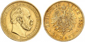 DEUTSCHLAND. Deutsches Kaiserreich. Preussen, Königreich. Wilhelm I. 1861-1888. 20 Mark 1883 A, Berlin. 7.91 g. J. 246A. Fr. 3817. Gutes sehr schön / ...