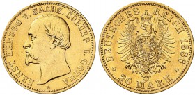 DEUTSCHLAND. Deutsches Kaiserreich. Sachsen-Coburg-Gotha, Herzogtum. Ernst II. 1844-1893. 20 Mark 1886 A, Berlin. 7.92 g. J. 271. Fr. 3852. Selten / R...