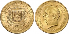 DOMINIKANISCHE REPUBLIK. Republik. 30 Pesos 1955. 25. Regierungsjubiläum von Trujillo. 29.62 g. KM 24. Fr. 1. Vorzüglich-FDC / Extremely fine-uncircul...