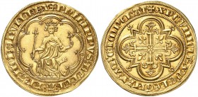 FRANKREICH. Königreich und Republik. Philipp IV. le Bel, 1285-1314. Masse d'or o. J. (10.1.1296), 1. Emission. 6.86 g. Duplessy 208. Fr. 254. Sehr sel...