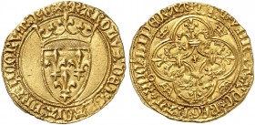 FRANKREICH. Königreich und Republik. Charles VII. 1422-1461. Ecu d'or à la couronne o. J. (21.1.1423), Saint-André de Villeneuve-lès-Avignon. 3.81 g. ...