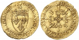 FRANKREICH. Königreich und Republik. François I. 1515-1547. Ecu d'or au soleil o. J. (1519), 5. Typ, 3. Emission, Bayonne. Münzzeichen Anker. 3.36 g. ...