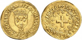 FRANKREICH. Königreich und Republik. François I. 1515-1547. Ecu d'or à la croisette o. J. (19.3.1541) M, Toulouse. 3.38 g. Duplessy 889. Fr. 351. Klei...