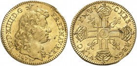 FRANKREICH. Königreich und Republik. Louis XIV. 1643-1715. Louis d`or à la tête nue 1673 A, Paris. 6.74 g. Gadoury 247. Fr. 423. Selten, besonders in ...