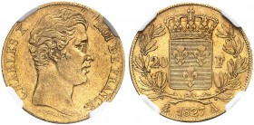 FRANKREICH. Königreich und Republik. Charles X. 1824-1830. 20 Francs 1827 A, Paris. Gadoury 1029. Fr. 549. NGC AU58. (~€ 305/USD 355)