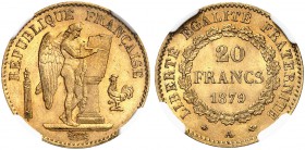 FRANKREICH. Königreich und Republik. 3. Republik, 1871-1940. 20 Francs 1879 A, Paris. Münzzeichen "Einfacher Anker". Gadoury 1063. Fr. 592. NGC MS62. ...