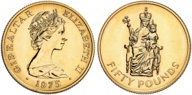 GIBRALTAR. Elizabeth II., seit 1952. 50 Pounds 1975. 250 Jahre britische Währung in Gibraltar - Schutzpatronin. 15.55 g. Schl. 3. Fr. 2. Selten. Nur 1...