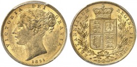 GROSSBRITANNIEN. Königreich. Victoria, 1837-1901. Sovereign 1851, London. Young head. Seaby 3852 C. Fr. 387 e. PCGS MS61. (~€ 350/USD 405)