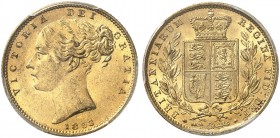GROSSBRITANNIEN. Königreich. Victoria, 1837-1901. Sovereign 1853, London. Young head. WW in relief. Seaby 3852 C. Fr. 387 e. PCGS MS61. (~€ 350/USD 40...