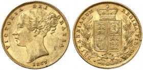 GROSSBRITANNIEN. Königreich. Victoria, 1837-1901. Sovereign 1857, London. Young head. 7 over 7 in date. 7.94 g. Seaby 3852 D. Fr. 387 e. Sehr schön-vo...