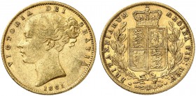 GROSSBRITANNIEN. Königreich. Victoria, 1837-1901. Sovereign 1861, London. Young head. C over rotated C in VICTORIA. 7.95 g. Seaby 3852 D. Fr. 387 e. S...