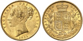 GROSSBRITANNIEN. Königreich. Victoria, 1837-1901. Sovereign 1861, London. Young head. Rotated T in GRATIA. 7.94 g. Seaby 3852 D. Fr. 387 e. Kleiner Ra...