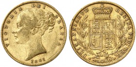GROSSBRITANNIEN. Königreich. Victoria, 1837-1901. Sovereign 1861, London. Young head. N over N in first N of BRITANNIARUM. 7.94 g. Seaby 3852 D. Fr. 3...