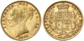 GROSSBRITANNIEN. Königreich. Victoria, 1837-1901. Sovereign 1861, London. Young head. Minting error: T of GRATIA weakly struck. 7.93 g. Seaby 3852 D. ...