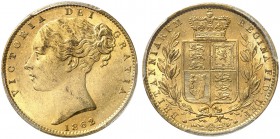 GROSSBRITANNIEN. Königreich. Victoria, 1837-1901. Sovereign 1862, London. Young head. Wide date. Seaby 3852 D. Fr. 387 e. PCGS MS62. (~€ 350/USD 405)...