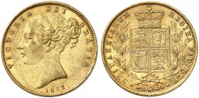 GROSSBRITANNIEN. Königreich. Victoria, 1837-1901. Sovereign 1862, London. Young head. Wide date. EF over EF in DEF. 7.98 g. Seaby 3852 D. Fr. 387 e. S...