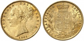 GROSSBRITANNIEN. Königreich. Victoria, 1837-1901. Sovereign 1862, London. Young head. I in GRATIA partially struck. 7.95 g. Seaby 3852 D. Fr. 387 e. K...