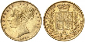 GROSSBRITANNIEN. Königreich. Victoria, 1837-1901. Sovereign 1863, London. Young head. Roman I. 7.95 g. Seaby 3852 D. Fr. 387 e. Gutes sehr schön / Goo...