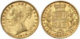 GROSSBRITANNIEN. Königreich. Victoria, 1837-1901. Sovereign 1864, London. Young head. Die number 25. Open 6 in date. 7.94 g. Seaby 3853. Fr. 387 i. Se...