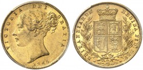 GROSSBRITANNIEN. Königreich. Victoria, 1837-1901. Sovereign 1865, London. Young head. Die number 10. Seaby 3853. Fr. 387 i. PCGS MS62. (~€ 350/USD 405...