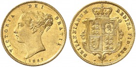GROSSBRITANNIEN. Königreich. Victoria, 1837-1901. 1/2 Sovereign 1867, London. Larger young head. Die number 8. 3.96 g. Seaby 3860. Fr. 389 f. Kleine K...