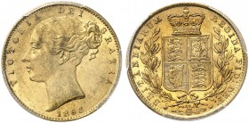 GROSSBRITANNIEN. Königreich. Victoria, 1837-1901. Sovereign 1868, London. Young head. Die number 33. Seaby 3853. Fr. 387 i. PCGS MS62. (~€ 305/USD 355...