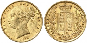 GROSSBRITANNIEN. Königreich. Victoria, 1837-1901. Sovereign 1869, London. Young head. Die number 115. WW in relief. 7.94 g. Seaby 3853 B. Fr. 387 i. V...