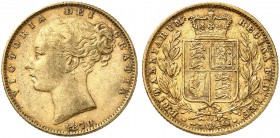 GROSSBRITANNIEN. Königreich. Victoria, 1837-1901. Sovereign 1870, London. Young head. Die number 86. WW in relief. Die break through the date. 7.94 g....